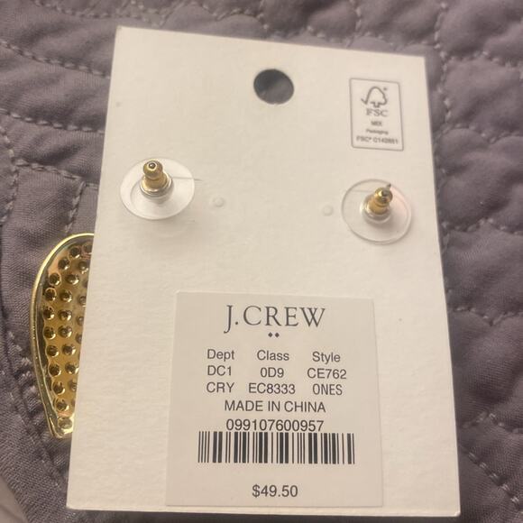 J Crew double stacked pave heart statement earrings - Picture 5 of 6